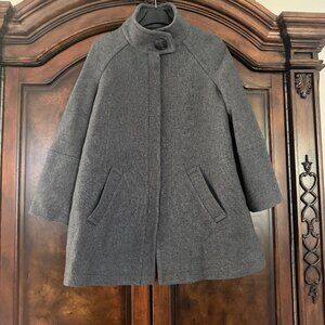 Zara Woman Wool-Blend Cape Coat-Charcoal Gray Size Small